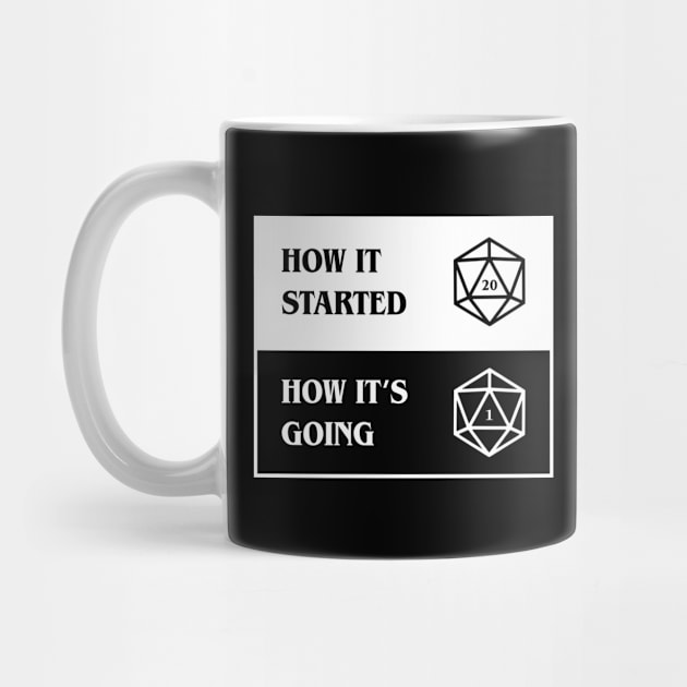 How It Started and How It's Going Funny D20 Dice Status by pixeptional